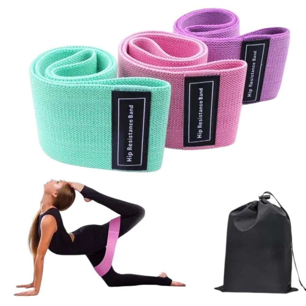 FITFORT Hip Resistance Bands Set 3 Pack Fabric Workout Glute Bands Non-Slip NEW